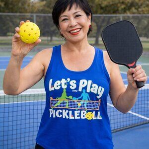 Medium Pickleball tank. Pickleball player apparel gear shirt. Blue tank. NWT
